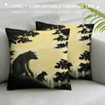 thumbnail image 3 of COMIO Bear Throw Pillow Covers Soft Western Jungle Wildlife Animal Cushion Covers for for Couch Sofa Bedroom Car Rustic Cabin Country Nature Leaves Moon Tree Outdoor Pillow Covers, Black, 3 of 5