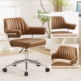 thumbnail image 6 of COOLHUT Modern Swivel Office Desk Chair, PU Leather Chair with Back and Wheels, Height Adjustable Comfy Home Office Chair, Simple Assembly For Living Room, Bed Room, Camel, 6 of 8