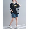 thumbnail image 4 of Women Loose Casual Short Sleeves Crewneck Letters Print Tshirt Tops GA2244 Black, 4 of 4