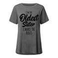 thumbnail image 4 of USSUMA Letter Print Womens Blouses and Tops Dressy Short Sleeve Plus Female Tops Casual Oldest Sister Funny Long T-Shirts Shirt for Women Trendy Crewneck Tunic Plus Size, 4 of 4