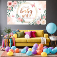 thumbnail image 6 of Floral Design Baby Shower Banner Girl Arrival Pink Flowers Butterfly Decoration for Newborn Celebration Party Event, 6 of 7