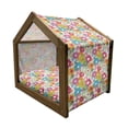 thumbnail image 2 of Floral Pet House, Rainbow Colored Vivid Image Sixties Inspired Blooming Nature Symmetrical Pattern, Outdoor & Indoor Portable Dog Kennel with Pillow and Cover, 5 Sizes, Multicolor, by Ambesonne, 2 of 5