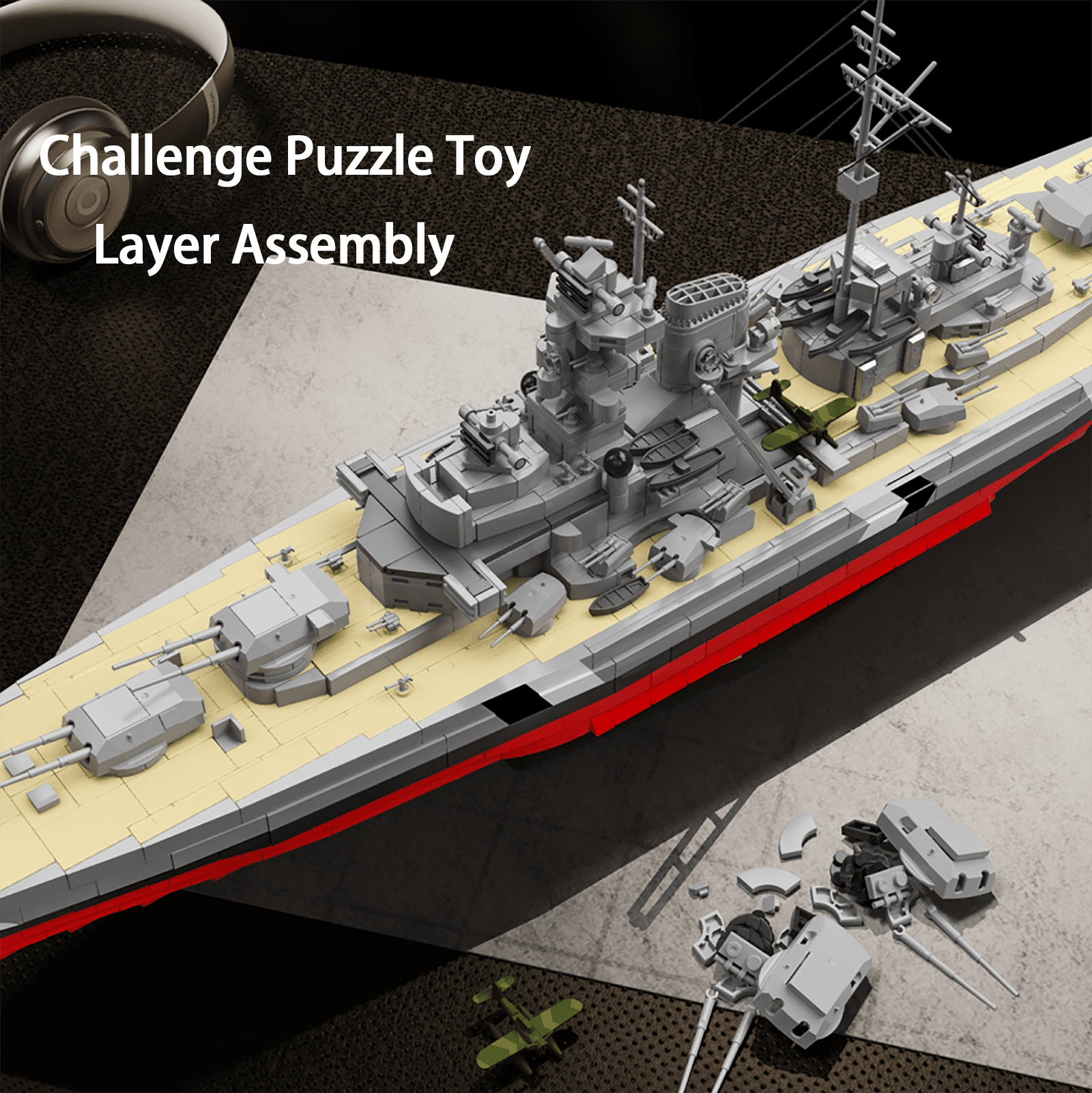muuchuuBismarck Battleship Building Set for Adults, 1:300 Warship Model Building Kit, Realistic WW2 German Military Battleship Building Toy, Perfect Boys Girls Gifts & Collector Display (2686 PCS)