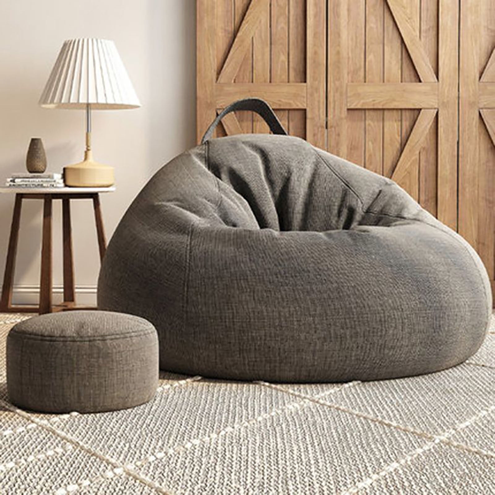 Bean Bag Chair 2.3Ft, Memory Foam Filled, Large Beanbag Chairs for Adults and Teens, Soft Sofa with Removable Flannel Cover, Round Couch for Living Room Bedroom College Dorm