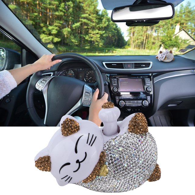 Decoración INTERIOR De Diamantes De Imitación De Gato De La Suerte Para Coche, Estatuilla De Adorno Para Tablero De Consola Central UNIVERSAL, Gato