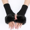 thumbnail image 4 of 2 pares de guantes peludos sin dedos con orificio para el pulgar, calentadores de brazos de punto, mitones para mujeres, para escribir, enviar mensajes de texto y conducir., 4 of 9