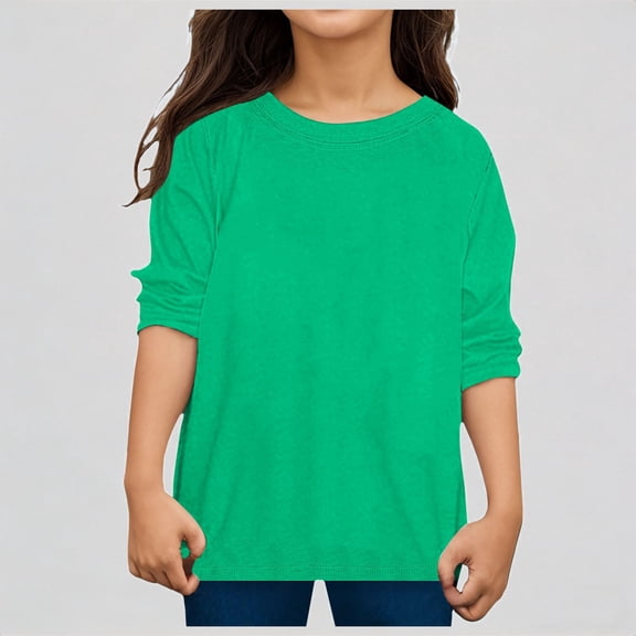 Krdevn Toddler Boys Girls Solid Color Long Sleeve Crew Neck T-Shirt Casual Fall Top,10-11 Years