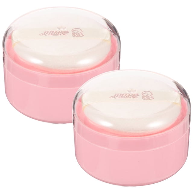 HLONK 2pcs Body Powder Puffs Boxes Loose Powder Containers Dusting Powder Boxes with Puffs