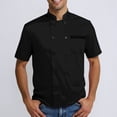 thumbnail image 4 of Men's Casual Chef Suit, Solid Color Short Sleeve Professional Kitchen Uniform for Restaurant Hotel Chefs Comfortable Stylish Wear,Black XL, 4 of 5