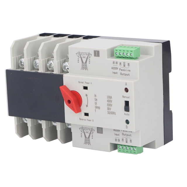 Controlador De Interruptor De Alimentación 4P, Instalación De Riel De Contacto Plateado, Interruptor De Transferencia Automática De Doble Potencia Para El Hogar