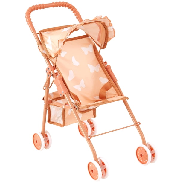 Mi primer cochecito para muñecas para niños pequeños, niñas de 3 años, niños pequeños | Cochecito de bebé plegable para muñecas, cochecito de juguete para muñecas con cesta de almacenamiento inferior,