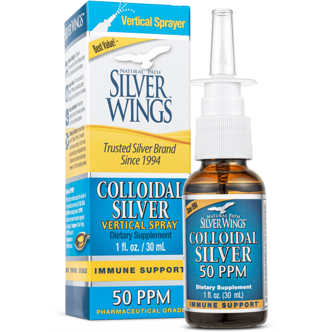 Natural Path Silver Wings Colloidal Silver Vertical Spray 50 ppm 1 fl oz Liq