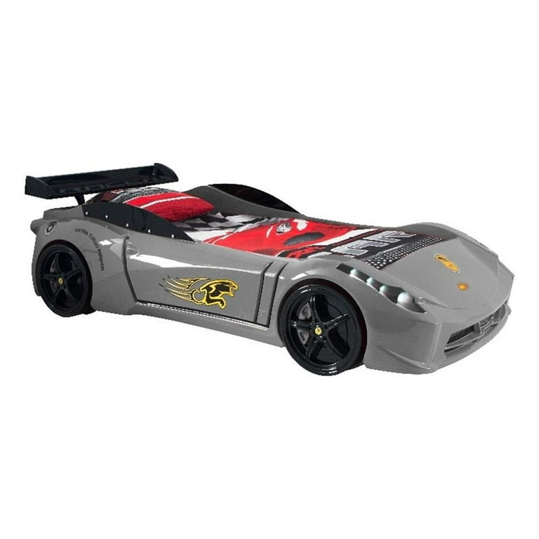 Titi Racer Modern Wood TT Twin Race Car Bed with Remote