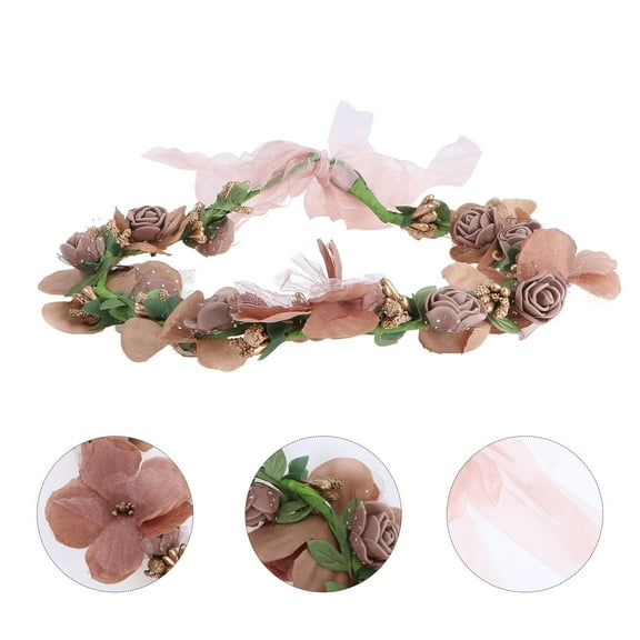 KALLORY Brown Fabric Rose Flower Headband for Hair Decoration Reusable Fits Most Adults and Children