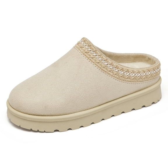 Womens Cozy Platform Fuzzy Slippers Suede Indoor and Outdoor Slip On Cute Warm House Clogs
