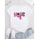 thumbnail image 2 of Camiseta para mamá para mujer ropa de calle clásica veranoBreast Cancer Awareness Hope & Leopard Print Floral Graphic Tee - Women's Casual Crew Neck Short Sleeve T-Shirt, Comfortable Summer TopFathe, 2 of 6