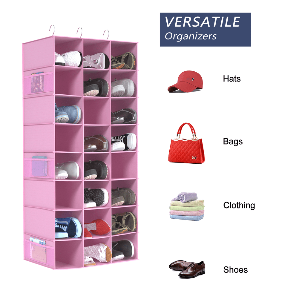 coastal rose Hanging Shoe Organizer for Closet, 24 Sections Shoe Holder Hanger Rack, Space-saving Shoe Organizers and Storage