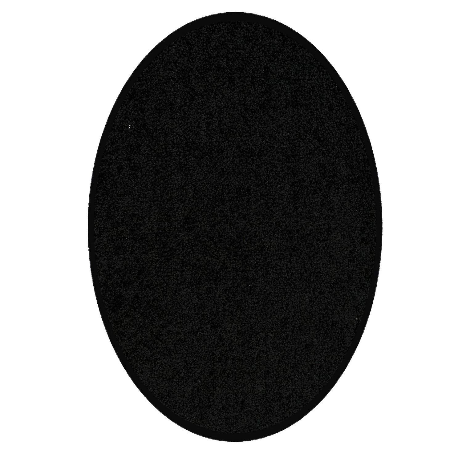 Bright House Solid Color Oval Shape Area Rugs Black 2'x8' Oval
