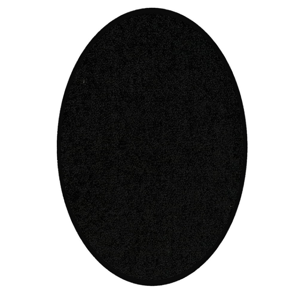 Bright House Solid Color Oval Shape Area Rugs Black 4'x6' Oval