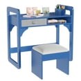 thumbnail image 5 of Kids Desk and Chair Set, Study Desk for Boys and Girl, Wooden Kids Writing Table with Cloth Drawers and Pen Holder, Blue, 5 of 7