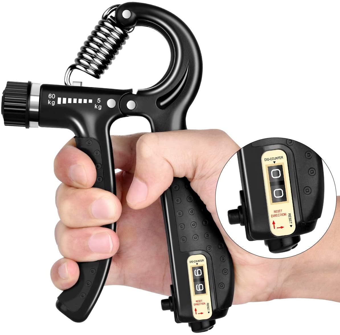 Hand trainer forearm trainer with 5-60kg Adjustable Finger Counter