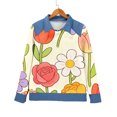 thumbnail image 4 of QASIEATN Long Sleeve Tops for Women Casual Lapel Denim Stitching Pullover Sweatshirt Spring Fall Fashion Clothing, 4 of 8