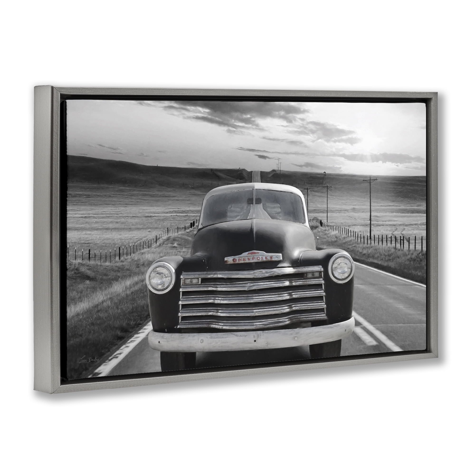 Stupell Industries Vintage Car Photography Transportation Photography Gray Floater Framed Art Print Wall Art, 25 x 17