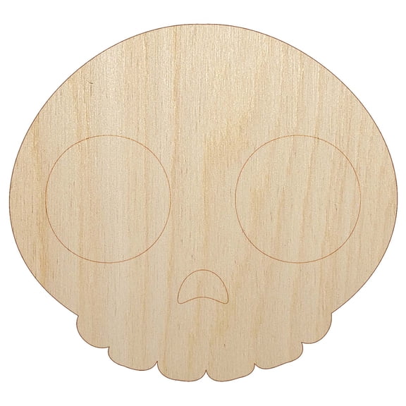 Witty Skull Icon Wood Shape Unfinished Piece Cutout Craft DIY Projects - 6.25 Inch Size - 1/8 Inch Thick