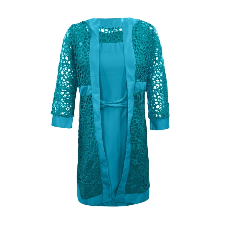 YDDIAN 2 Pieces Mother of The Bride Dresses for Wedding with Jacket Knee  Length Lace Applique Wedding Guest Dresses for Women Blue XL - Walmart.com