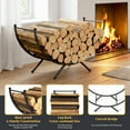thumbnail image 4 of Teblint Curved Firewood Rack, 33in Powder-coated Metal Fireplace Log Holder for Firewood Storage, Ideal for Indoor and Outdoor Fireplaces Wood Storage, Black, 4 of 9