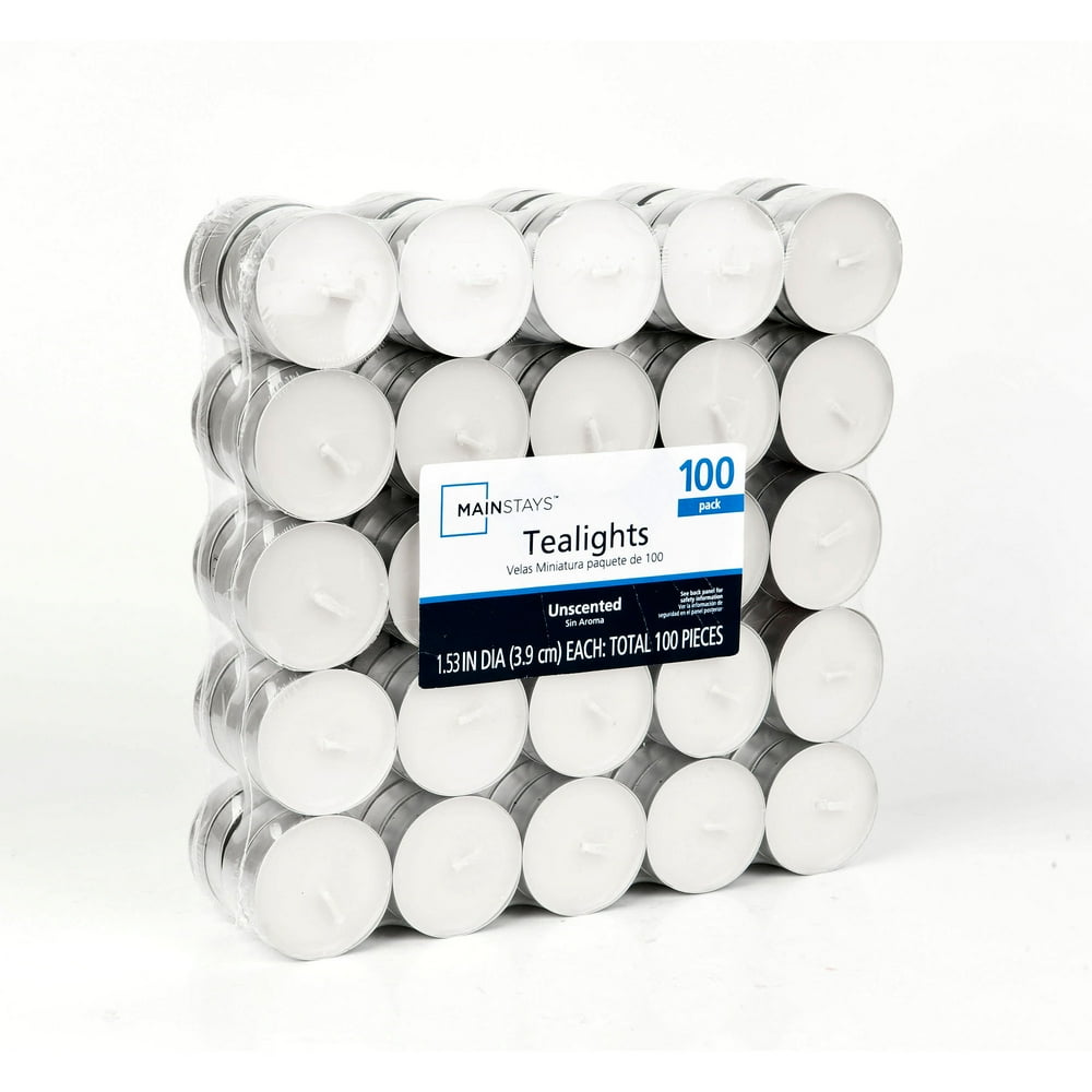 Mainstays Unscented Tealights, White, 100Pack