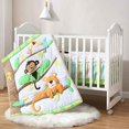 thumbnail image 1 of Sweet Baba Crib Bedding Set for Boy, Girl, Soft Cotton Baby Bedding Set, Portable Standard Crib Bedding Set, Safari Woodland Tiger Monkey Crib Bedding Set, 3 Piece Neutral Crib Set in White/Green, 1 of 9