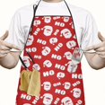 thumbnail image 2 of Red Christmas Santa Pattern Apron-Garden Aprons for Women with Pockets-Cotton Linen Waterproof Kitchen Cooking Gardening Aprons Adjustable for Kitchen,Cooking,BBQ and Salon 33"x27", 2 of 7