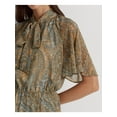 thumbnail image 3 of RALPH LAUREN Womens Beige Paisley Short Sleeve Tie Neck Midi Wear To Work Shift Dress 16, 3 of 4