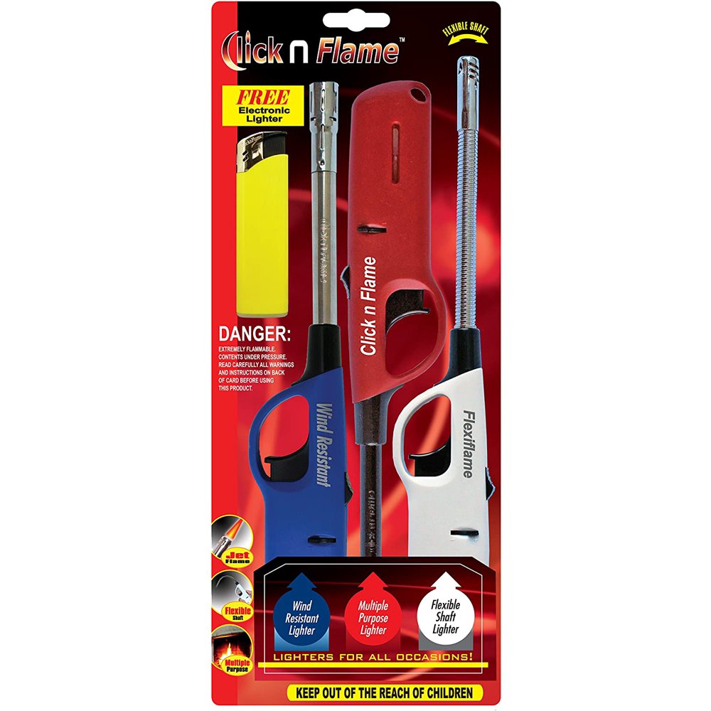 Click n Flame Utility Lighter For All Occasions Wind Resistant