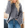 thumbnail image 2 of Women's Sexy Off Shoulder Cable Knit Oversized Sweater Long Sleeve Loose Fall Pullover Jumper, 2 of 4