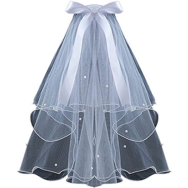 Velo de novia de perla, velos de boda, velos cortos de tul blanco marfil para mujer