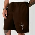 thumbnail image 2 of HOOMEUMY Men's Shorts Athletic Gym Workout Shorts with Pockets Summer Beach Shorts Drawstring Elastic Waist Running Shorts Soft Quick Dry Shorts Plus Size Brown XXL, 2 of 4