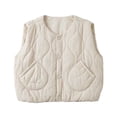 thumbnail image 4 of Besolor Girls Clothes Vests Fall Winter Casual Thermal Warm Sleeveless Button Jackets Waistcoat with Pockets(7-8 Years,Beige), 4 of 6
