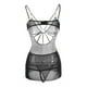 thumbnail image 1 of Gibobby Lenceria mujer sexy Conjunto de Lencería de Malla, Elegante Conjunto de Lencería con Bordado de Bloques de Color Ajustable para Mujer para Luna(Negro, XG), 1 of 5
