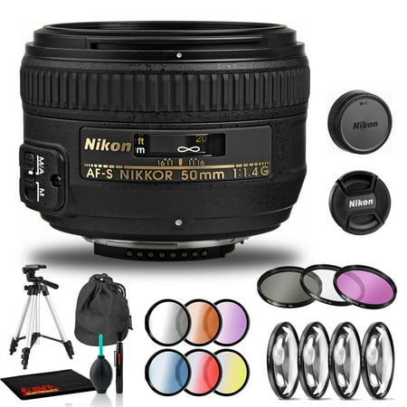 Image of Nikon AF-S NIKKOR 50mm f/1.4G Lens Includes Filter Kits and Tripod (Intl Model)