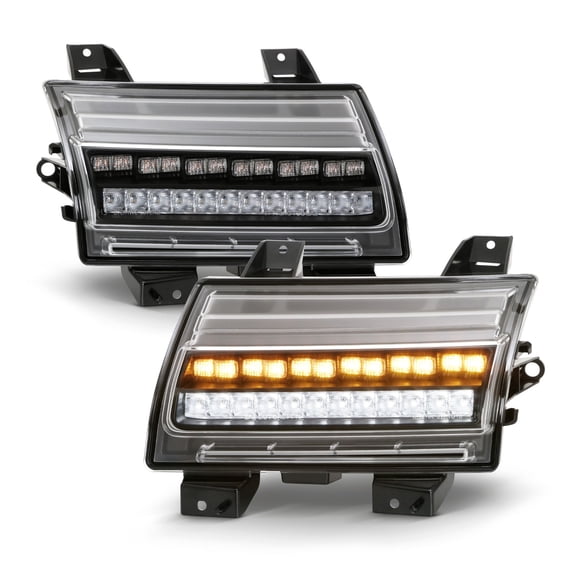 AKKON - Fits 2018-2023 Jeep Wrangler [Halogen Type] Sequential Signal Full LED Parking Black Bumper Lights Pair Left Right
