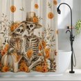 thumbnail image 3 of Shower Curtains for Bathroom-48"x72",Fall Orange Floral Skull Skeleton Waterproof Bath Curtain Grommet Shower Curtain Set with Hooks,, 3 of 9