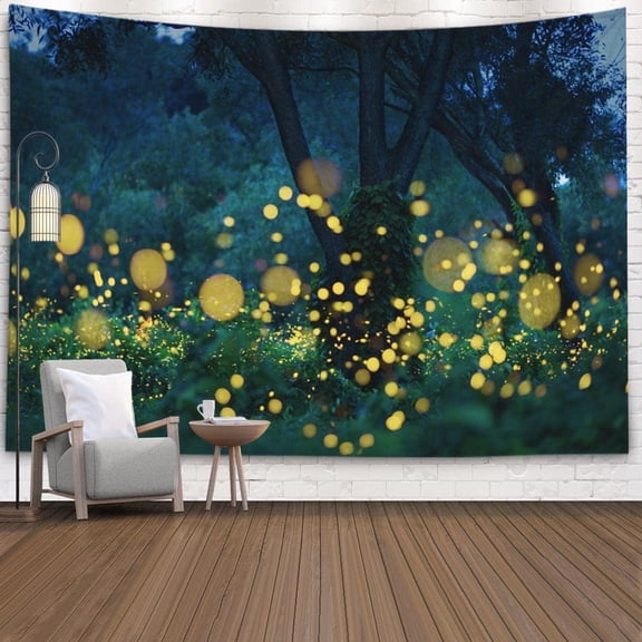 Gojian Forest Tapestry Wall Hanging - Green Misty Pine Tree Nature Wall Art, Tapestries BoHo Decor for Living Room & Bedroom Spaces