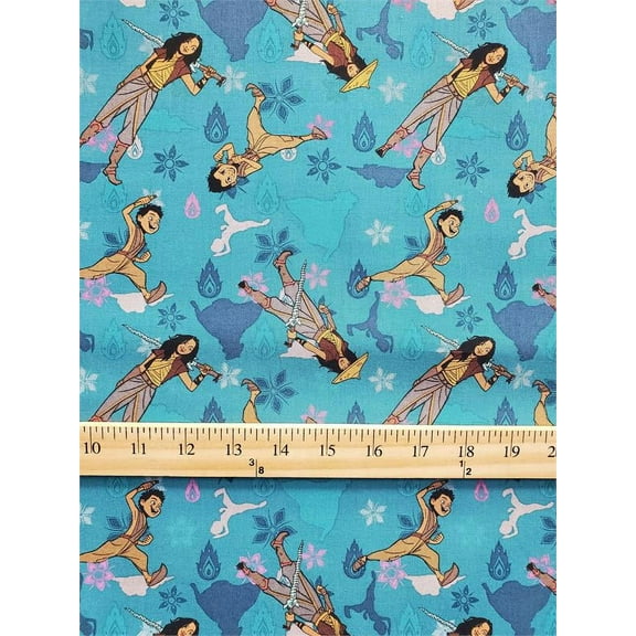 100% Cotton Fabric "Disney's Raya & The Last Dragon, Raya & Boun" Blue/SBY