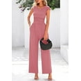 thumbnail image 4 of PRETTYGARDEN Summer Jumpsuits for Women Dressy Ribbed Cap Sleeve Wide Leg Pants Rompers Elegant Casual One Piece Outfits, 4 of 9