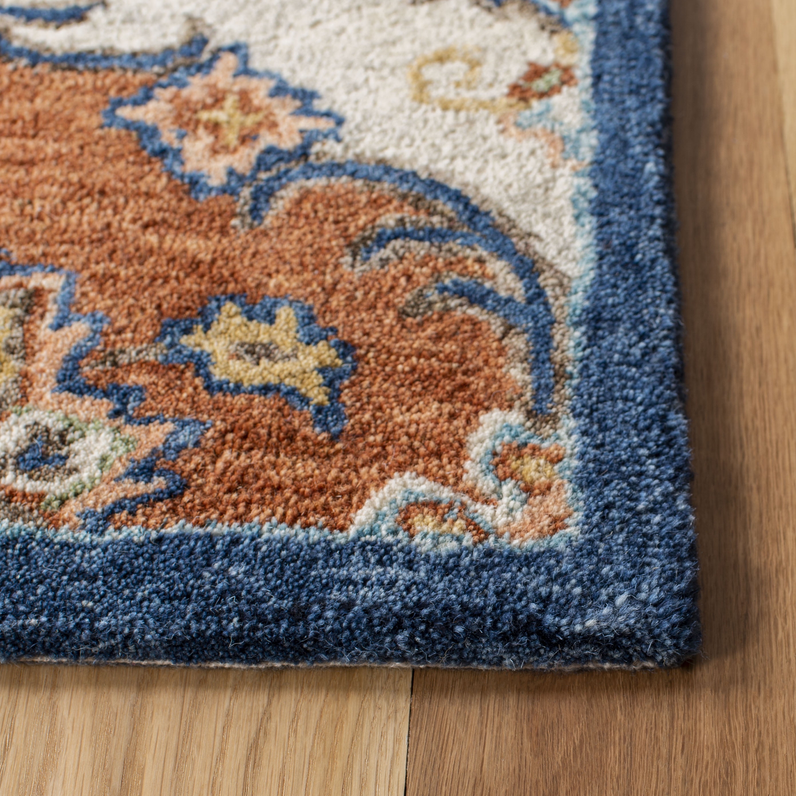 SAFAVIEH Heritage Skylar Oriental Wool Area Rug, Blue/Rust, 8' x 10'