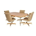 thumbnail image 6 of Furnish Theory  Caster Chair Company Alona 5-Piece 42x[54/72] Caster Dining Set Wood Edge Laminate Table Top & Buff Polyurethane Rolling Swivel Tilt Chairs, 6 of 16