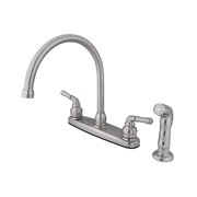 Elements of Design Magellan Double Handle Centerset Kitchen Faucet with Brass Lever