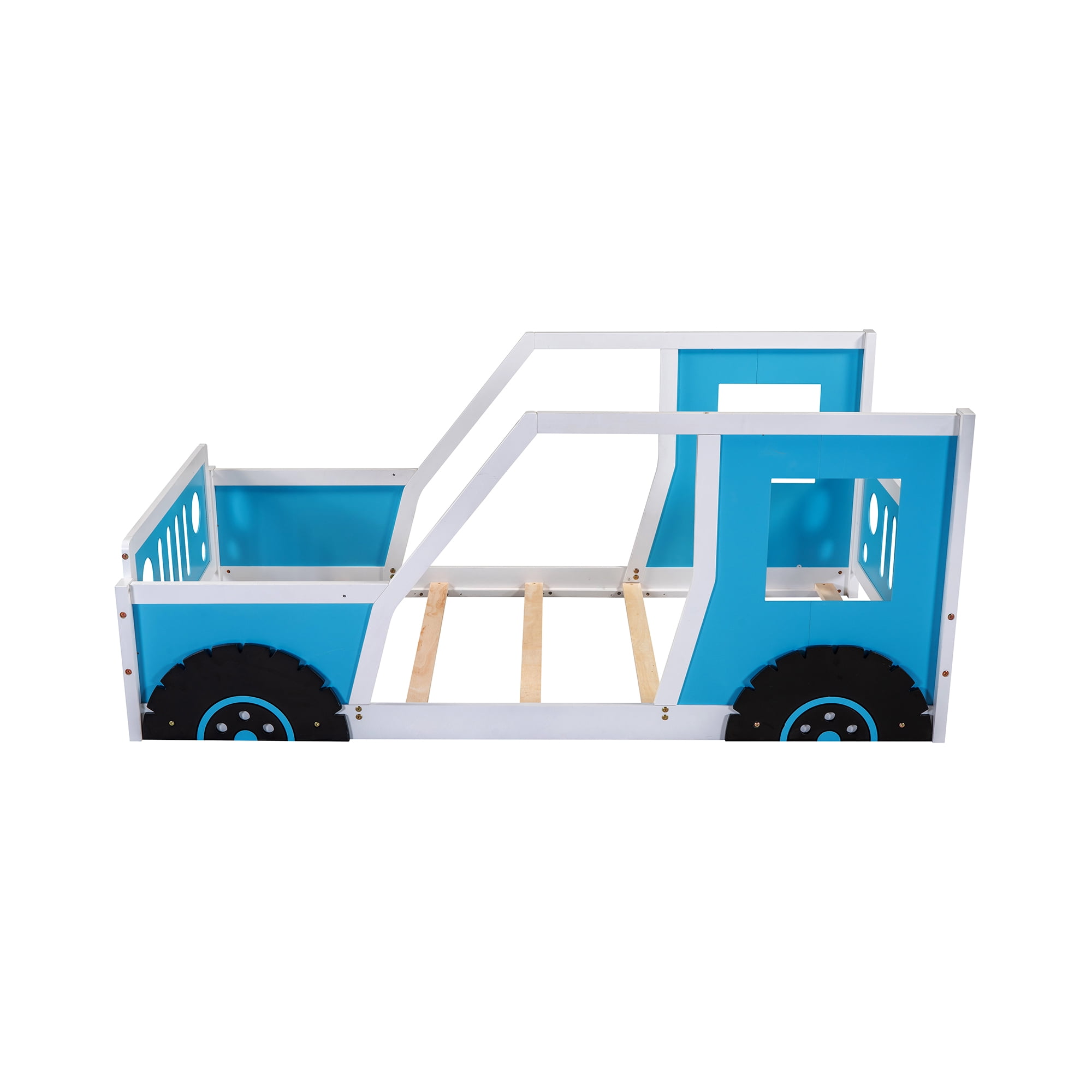 Bellemave Blue Twin Size Car-shaped Platform Bed for Bedroom Living Room, Twin Size Wood Daybed with Car-shaped Appearance for Bedroom